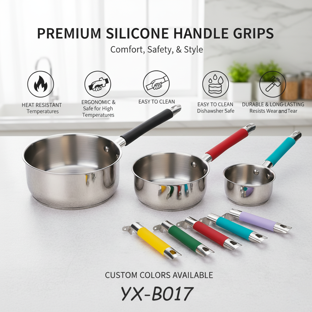 B-017 Hollow-Core Round Stainless Steel Cookware Handle-Silicone-Coated Handles
