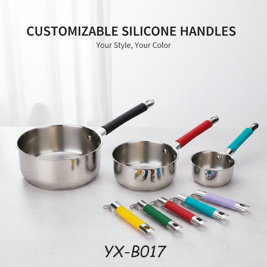 B-017 Hollow-Core Round Stainless Steel Cookware Handle-Silicone-Coated Handles