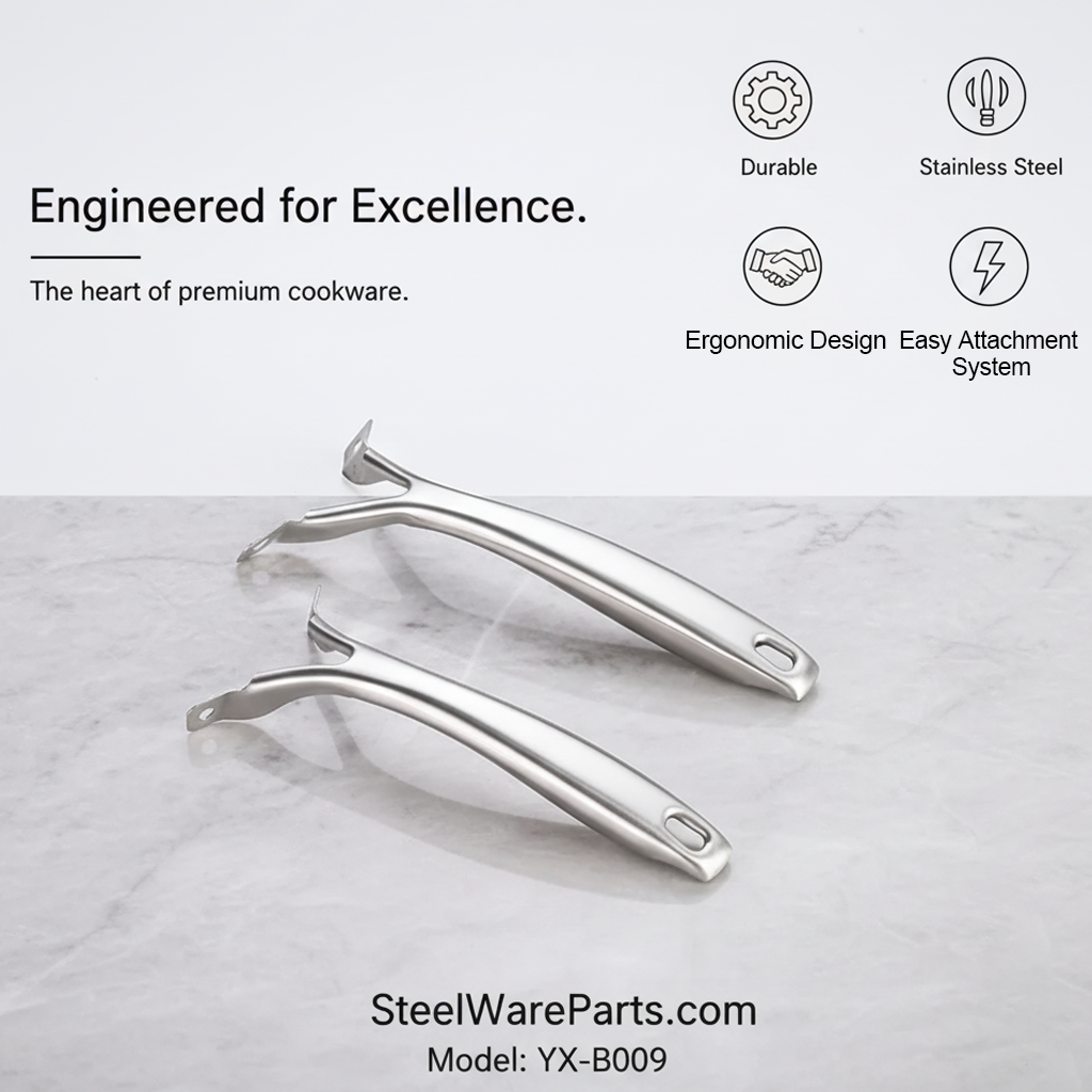 B-009 Hollow-Core Stainless Steel Cookware Ergonomic Handle-Forked (Split-End) Handles