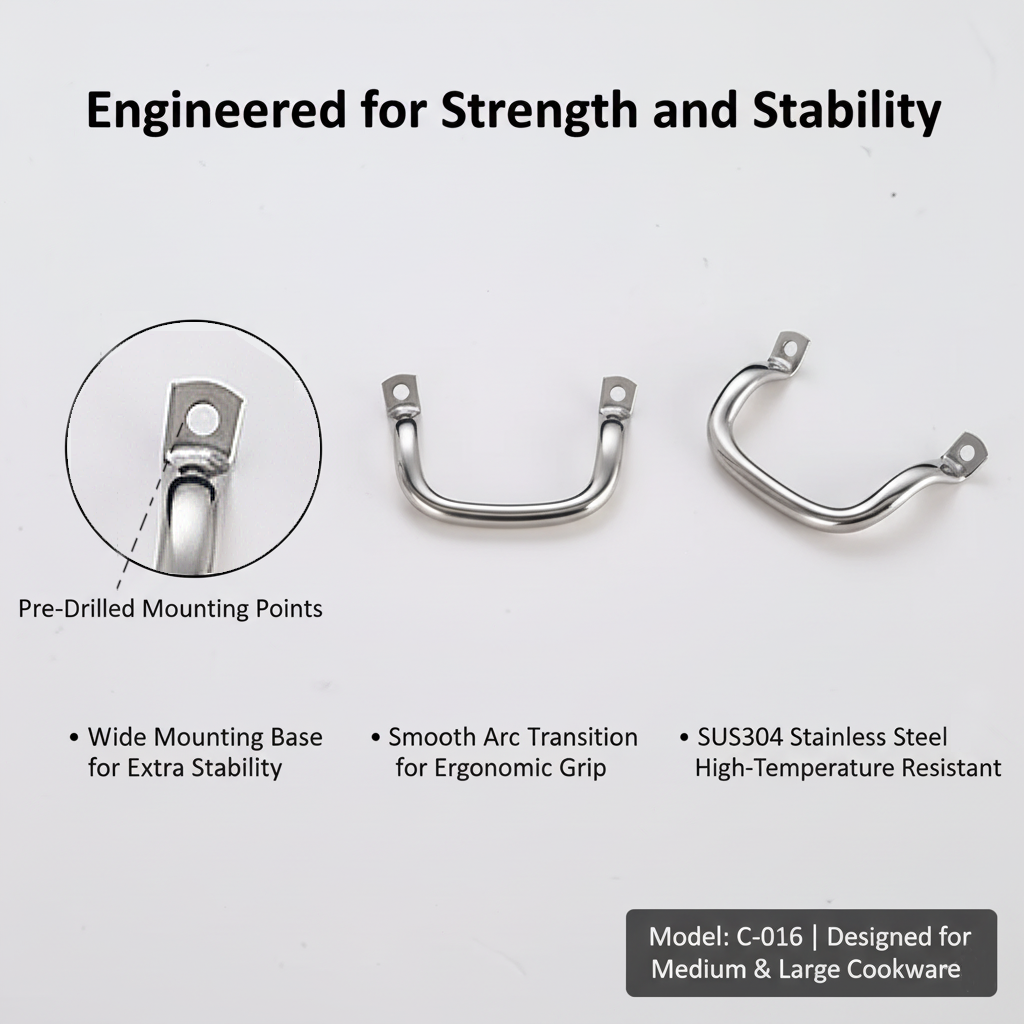 C-016 Stainless Steel Cookware Handle Set (Body Handle + Lid Knob)