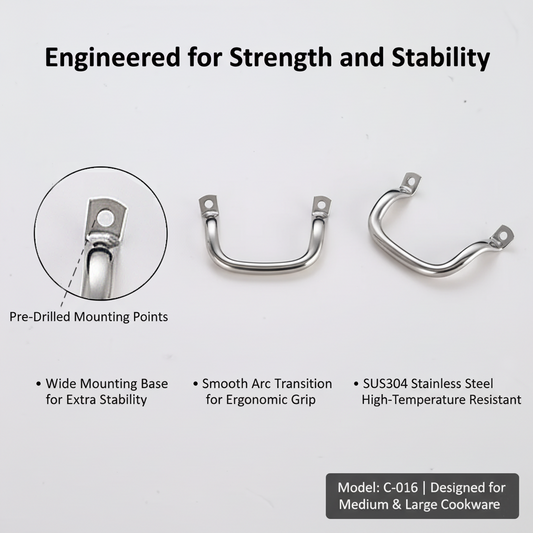 C-016 Stainless Steel Cookware Handle Set (Body Handle + Lid Knob)