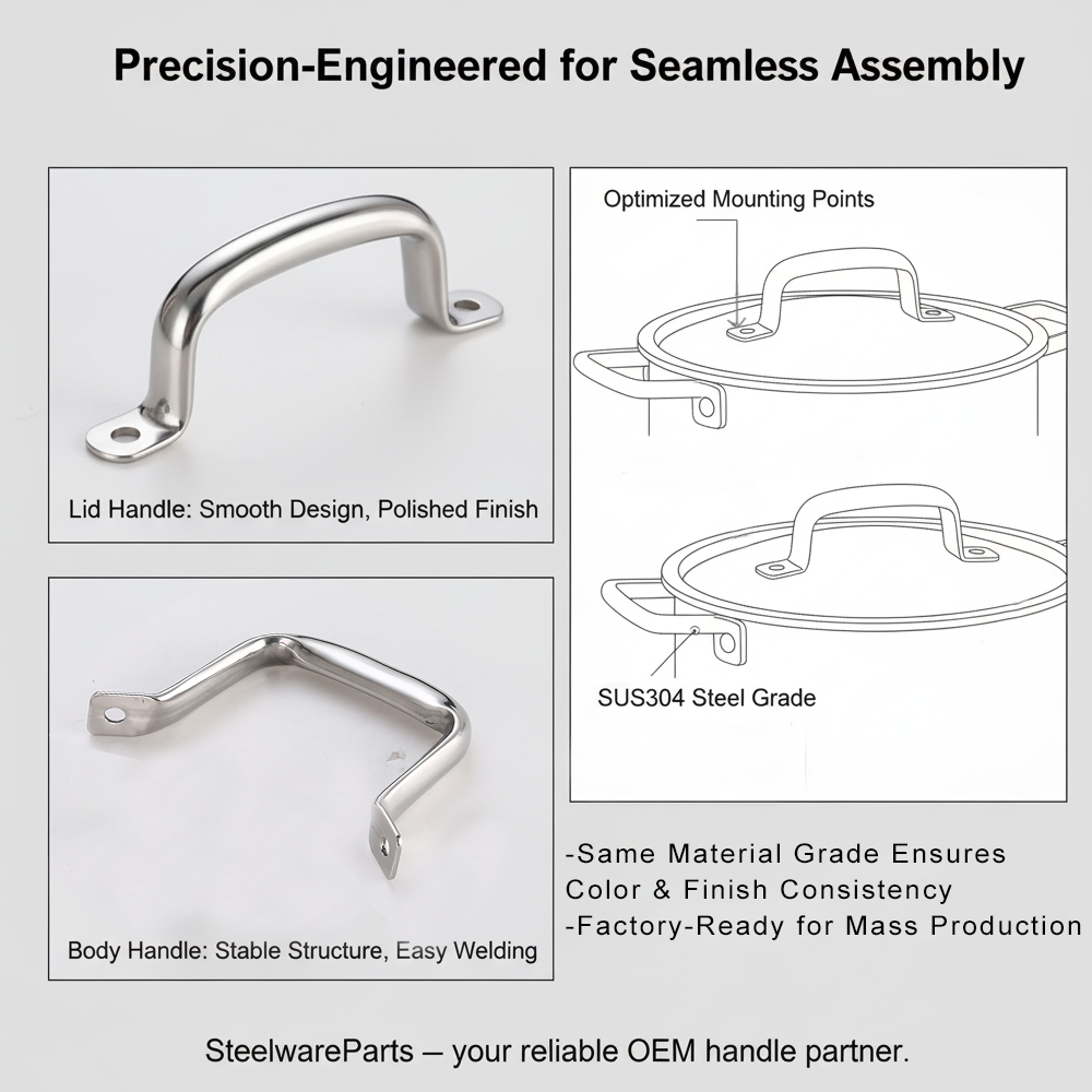 C-018 Stainless Steel Cookware Handle Set (Body Handle + Lid Knob)