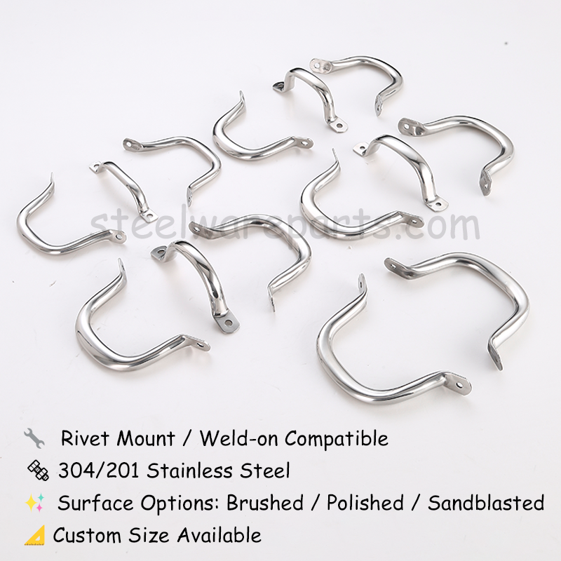 Stainless Steel Side Loop Handles Collection for Cookware – Rivet or Weld-on Mount